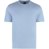 Hugo - T-shirt - Blauw - Katoenmix - Met Geribbelde Kraag