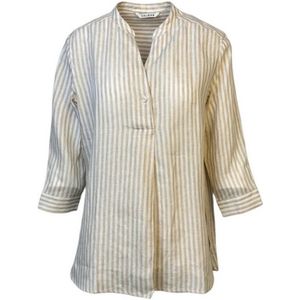 Caliban, Dames, Blouses & Shirts, Beige, Maat: 2XL Linnen,