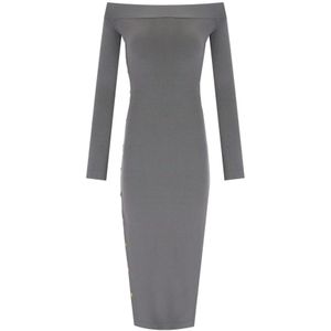 Elisabetta Franchi - Midi-jurk - Grijs - Viscose