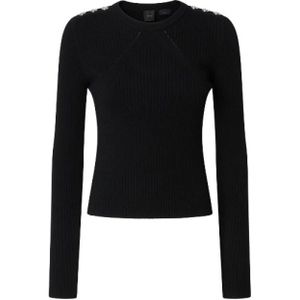 Pinko, Dames, Truien, Zwart, Maat: L Wol,