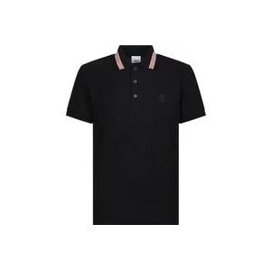 Burberry Zwart Poloshirt met Signature Icon Stripe , Black , Heren , Maat: XS