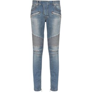 Balmain Slim-fit biker jeans in blauwe denim , Blue , Heren , Maat: W29