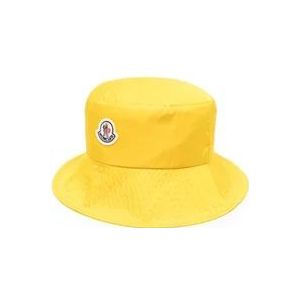 Moncler Waterdichte Logo Bucket Hat , Yellow , Heren , Maat: M