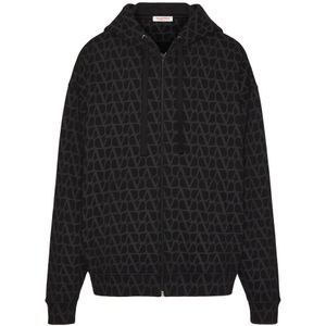 Valentino Garavani, Heren, Sweatshirts & Hoodies, Zwart, Maat: 2XL Katoen,