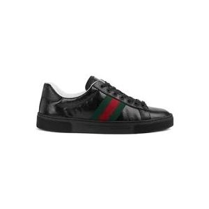 Gucci Zwarte Ace Web-Detail Sneakers , Black , Dames , Maat: 41 EU