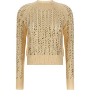 Ermanno Scervino, Dames, Truien, Beige, Maat: M Wol,