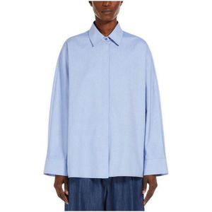 Max Mara Studio, Dames, Blouses & Shirts, Blauw, Maat: L Katoen,