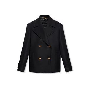 Versace Korte dubbelrijige jas , Black , Dames , Maat: 2XS