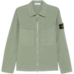 Stone Island, Heren, Jassen, Groen, Maat: 2XL Katoen,