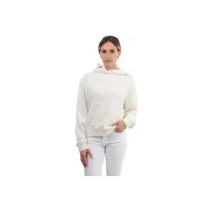 Woolrich Witte hoodie met trekkoord en lange mouw , White , Dames , Maat: M