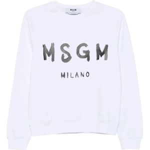 Msgm, Dames, Sweatshirts & Hoodies, Wit, Maat: XS Katoen,