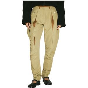 Kiko Kostadinov, Dames, Broeken, Beige, Maat: XS Katoen,