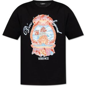 Versace, Heren, Tops, Zwart, Maat: L Katoen,