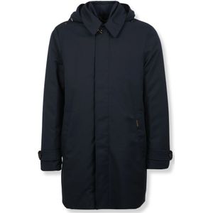 Moorer, Heren, Mantels, Blauw, Maat: 2XL Flanel,