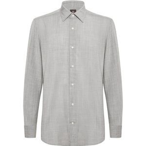 Boggi Milano, Heren, Overhemden, Grijs, Maat: L Wol,