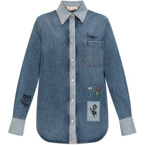 Marni, Dames, Blouses & Shirts, Blauw, Maat: XS Denim,