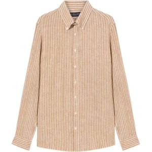 Brooks Brothers, Heren, Overhemden, Bruin, Maat: L Linnen,