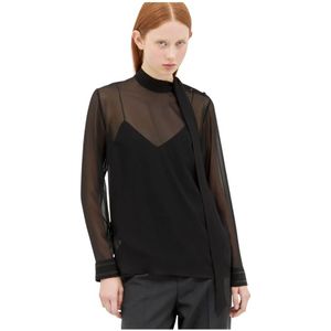 Gucci, Dames, Blouses & Shirts, Zwart, Maat: S Zijde,