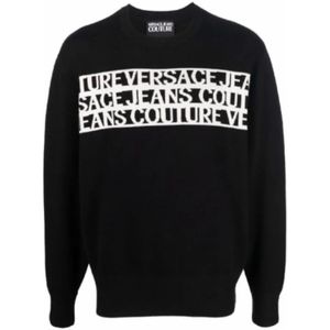 Versace Jeans Couture, Heren, Sweatshirts & Hoodies, Zwart, Maat: 2XL Katoen,