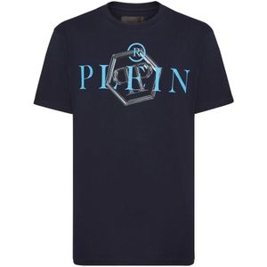 Philipp Plein, Heren, Tops, Blauw, Maat: S Katoen,