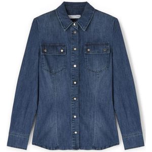 Motivi, Dames, Blouses & Shirts, Blauw, Maat: 2XS Denim,