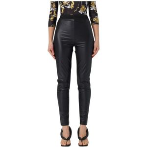 Versace Jeans Couture, Dames, Broeken, Zwart, Maat: M Leer,