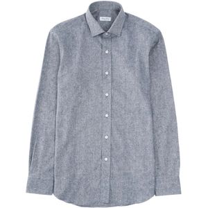 Salvatore Piccolo, Heren, Overhemden, Blauw, Maat: 2XL Linnen,