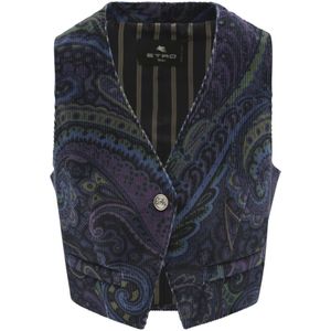 Etro, Dames, Jassen, Blauw, Maat: S Leer,