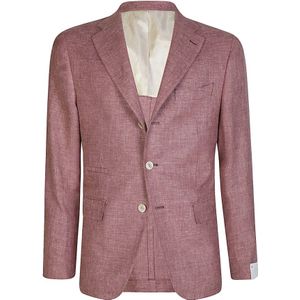 Eleventy, Heren, Jassen, Paars, Maat: S Linnen,