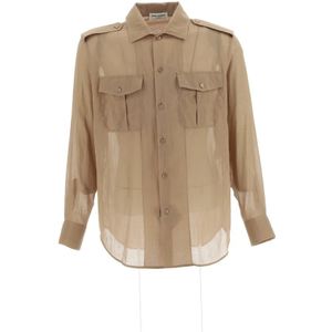 Saint Laurent, Heren, Overhemden, Beige, Maat: XL