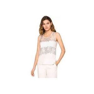 Twinset Bicolor Kant Top , White , Dames , Maat: S
