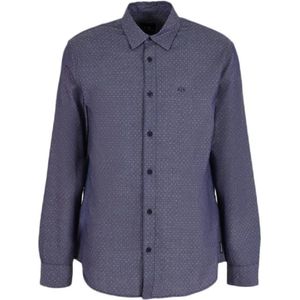 Armani Exchange, Heren, Overhemden, Blauw, Maat: S Katoen,
