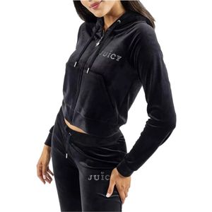Juicy Couture, Dames, Sweatshirts & Hoodies, Zwart, Maat: XS Velours,
