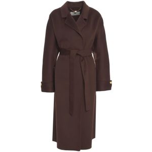 Elisabetta Franchi, Dames, Mantels, Bruin, Maat: XL Wol,
