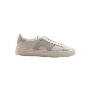 Santoni Moderne Grijze Leren Sneaker , White , Heren , Maat: 43 1/2 EU