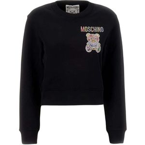 Moschino, Dames, Sweatshirts & Hoodies, Zwart, Maat: M Katoen,