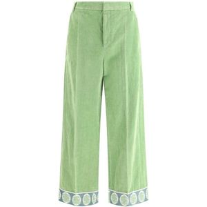 Valentino - Broeken - Groen - Katoen - Wijde Pijpen