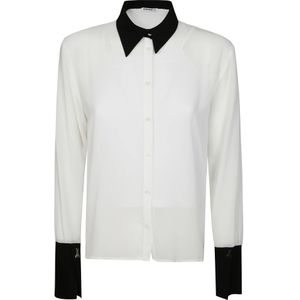 Patrizia Pepe, Dames, Blouses & Shirts, Wit, Maat: L Leer,