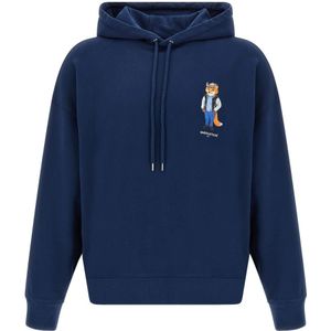 Maison Kitsuné, Heren, Sweatshirts & Hoodies, Blauw, Maat: L Katoen,