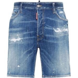 Dsquared2 Blauwe Distressed Denim Shorts , Blue , Heren , Maat: XL