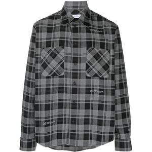 Off White, Heren, Overhemden, Grijs, Maat: S Katoen,