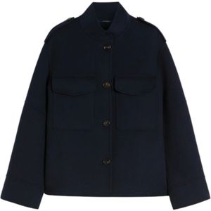 Max Mara, Dames, Jassen, Blauw, Maat: 2XS Wol,