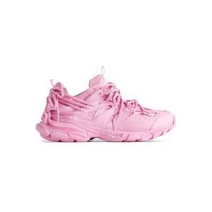 Balenciaga Roze Sneakers Panel Ontwerp Vetersluiting , Pink , Dames , Maat: 38 EU