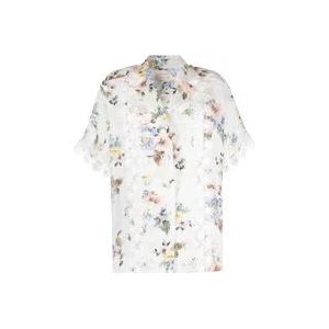 Zimmermann Bloemenprint kanten shirt , Blue , Dames , Maat: S