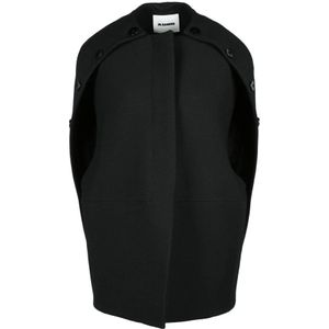 Jil Sander, Dames, Jassen, Zwart, Maat: L Wol,
