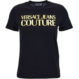 Versace Jeans Couture - T-Shirt - Zwart - Met Goudkleurige Details
