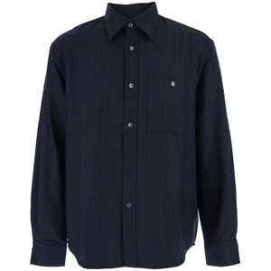 Tonywack, Heren, Overhemden, Blauw, Maat: S Wol,