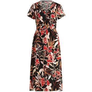 Jurk - A-lijn - V-hals - Halve Mouw - Lang/maxi - Fijne Stof - All-over Patroon