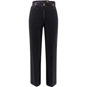 Elisabetta Franchi, Dames, Broeken, Zwart, Maat: XL Poliester,
