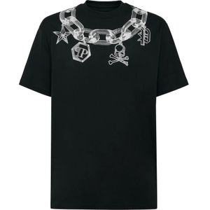 Philipp Plein, Heren, Tops, Zwart, Maat: XL Katoen,